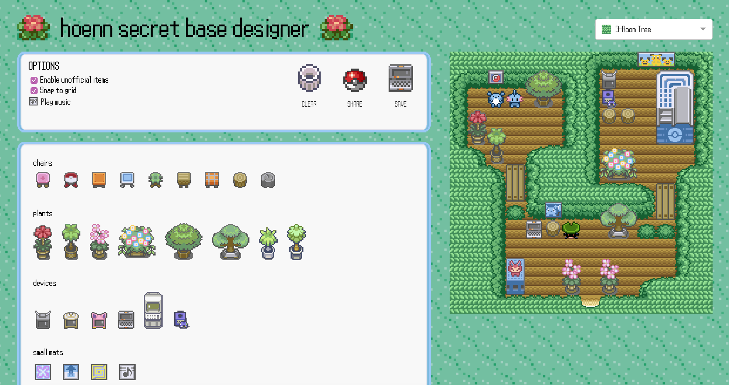 screenshot of 'hoenn secret base designer'